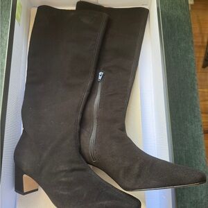 Chic Black Heeled Suede Boots for Women